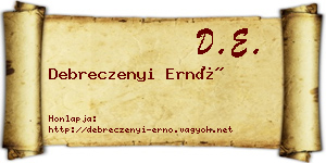 Debreczenyi Ernő névjegykártya