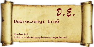 Debreczenyi Ernő névjegykártya